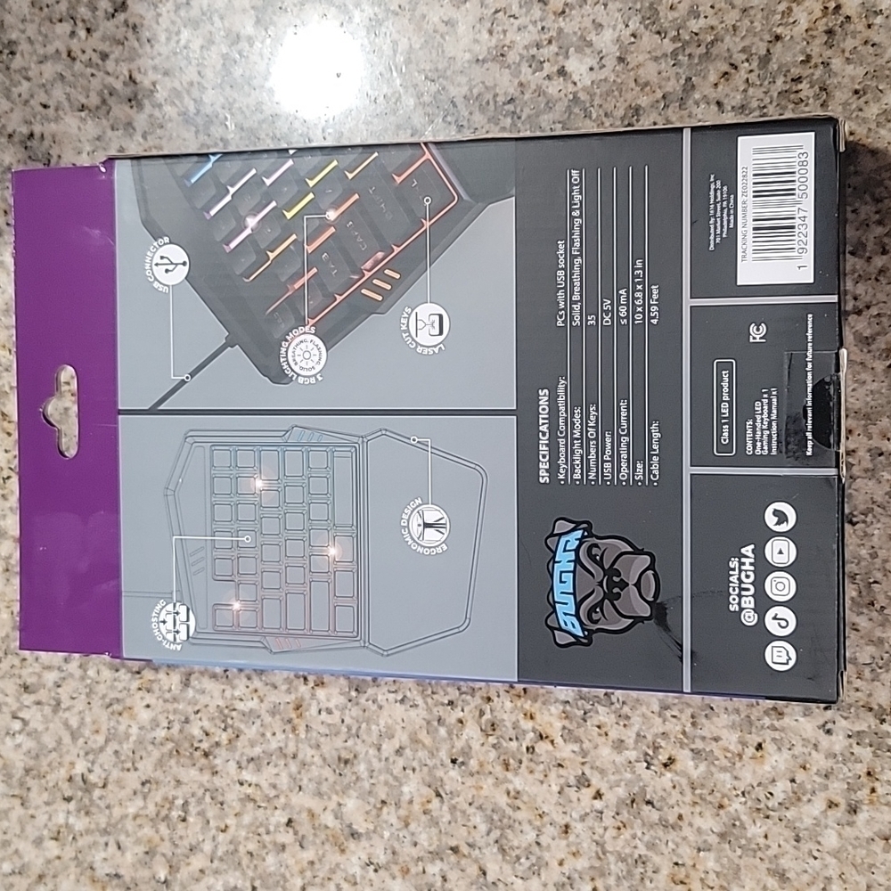 BUCHA One-Handed LED Gaming Keyboard - Picture 2 of 2